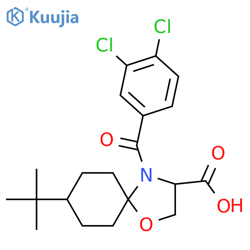 8-Tert-Butyl-4-(3,4-dichlorobenzoyl)-1-oxa-4-azaspiro[4.5]decane-3-carboxylic acid structure
