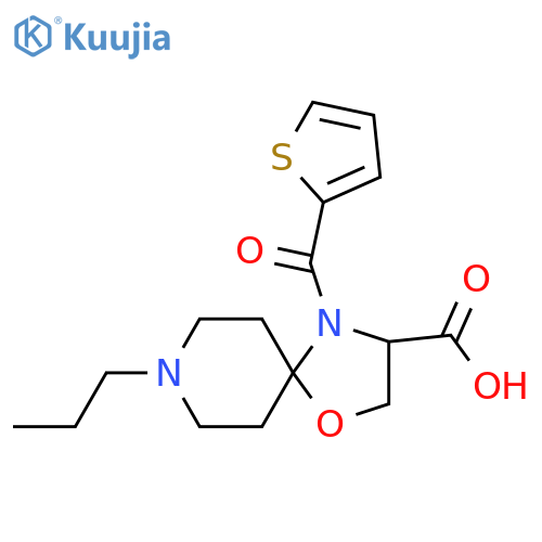 8-Propyl-4-(thiophene-2-carbonyl)-1-oxa-4,8-diazaspiro[4.5]decane-3-carboxylic acid structure