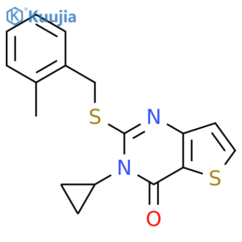 3-cyclopropyl-2-{[(2-methylphenyl)methyl]sulfanyl}-3H,4H-thieno[3,2-d]pyrimidin-4-one structure