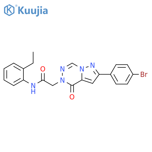 2-[2-(4-bromophenyl)-4-oxo-4H,5H-pyrazolo[1,5-d][1,2,4]triazin-5-yl]-N-(2-ethylphenyl)acetamide structure