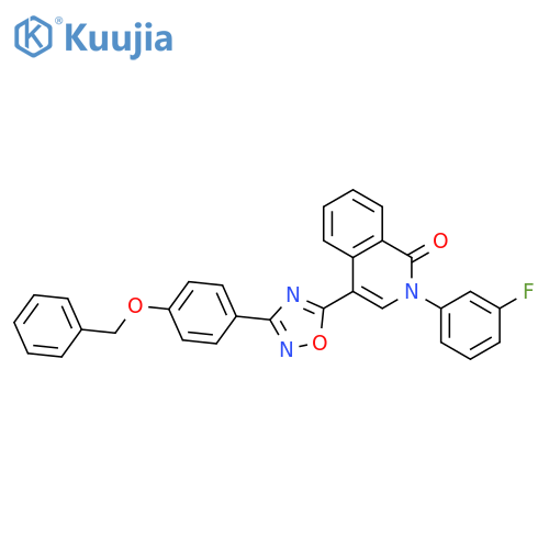 4-{3-[4-(benzyloxy)phenyl]-1,2,4-oxadiazol-5-yl}-2-(3-fluorophenyl)-1,2-dihydroisoquinolin-1-one structure