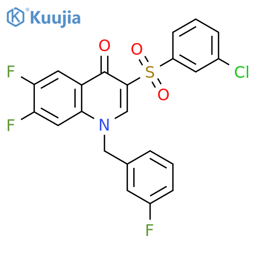 3-[(3-chlorophenyl)sulfonyl]-6,7-difluoro-1-(3-fluorobenzyl)quinolin-4(1H)-one structure