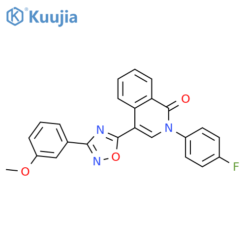 2-(4-fluorophenyl)-4-[3-(3-methoxyphenyl)-1,2,4-oxadiazol-5-yl]-1,2-dihydroisoquinolin-1-one structure
