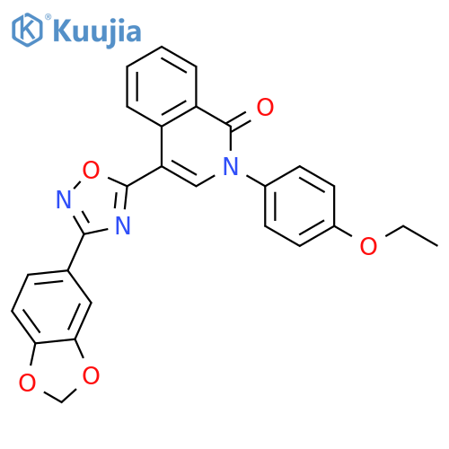 4-[3-(2H-1,3-benzodioxol-5-yl)-1,2,4-oxadiazol-5-yl]-2-(4-ethoxyphenyl)-1,2-dihydroisoquinolin-1-one structure