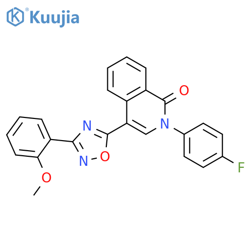 2-(4-fluorophenyl)-4-[3-(2-methoxyphenyl)-1,2,4-oxadiazol-5-yl]-1,2-dihydroisoquinolin-1-one structure