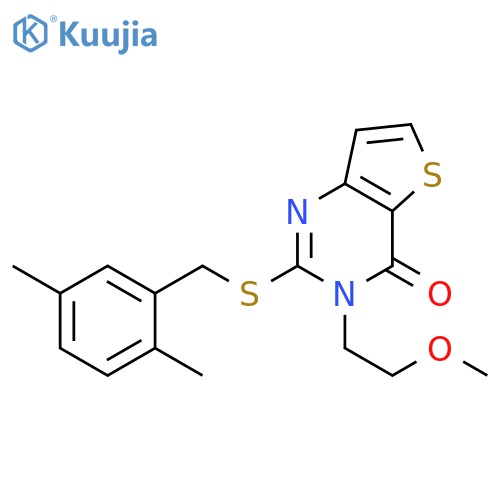 2-{[(2,5-dimethylphenyl)methyl]sulfanyl}-3-(2-methoxyethyl)-3H,4H-thieno[3,2-d]pyrimidin-4-one structure