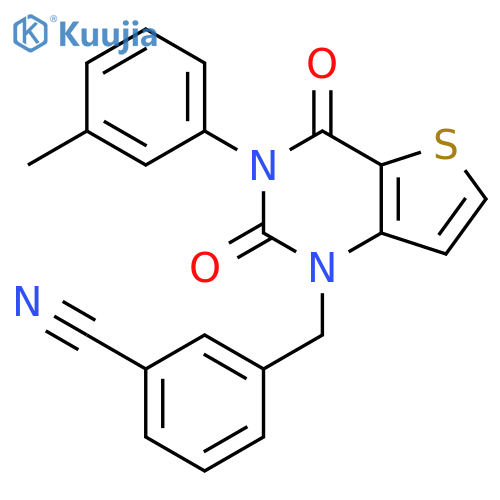 3-{[3-(3-methylphenyl)-2,4-dioxo-1H,2H,3H,4H-thieno[3,2-d]pyrimidin-1-yl]methyl}benzonitrile structure