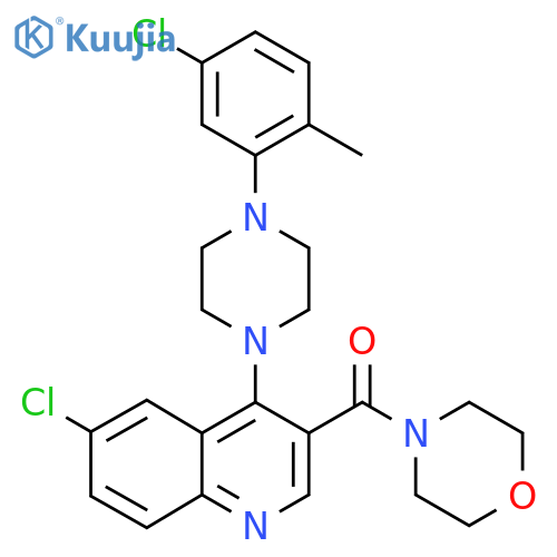 6-chloro-4-[4-(5-chloro-2-methylphenyl)piperazin-1-yl]-3-(morpholine-4-carbonyl)quinoline structure
