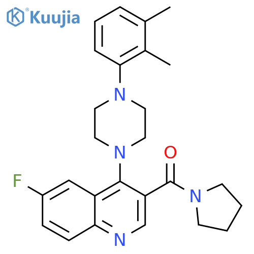 4-[4-(2,3-dimethylphenyl)piperazin-1-yl]-6-fluoro-3-(pyrrolidine-1-carbonyl)quinoline structure