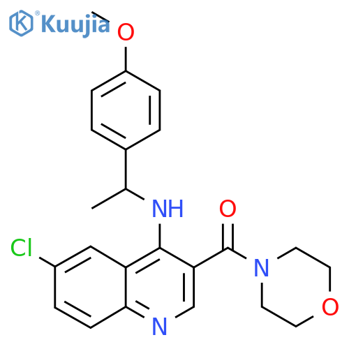 6-chloro-N-[1-(4-methoxyphenyl)ethyl]-3-(morpholine-4-carbonyl)quinolin-4-amine structure