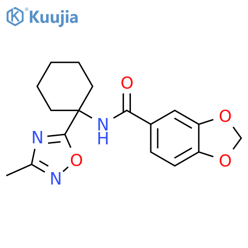 N-[1-(3-methyl-1,2,4-oxadiazol-5-yl)cyclohexyl]-1,3-benzodioxole-5-carboxamide structure