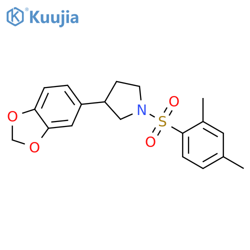 3-(2H-1,3-benzodioxol-5-yl)-1-(2,4-dimethylbenzenesulfonyl)pyrrolidine structure