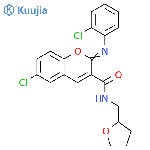(2Z)-6-chloro-2-[(2-chlorophenyl)imino]-N-[(oxolan-2-yl)methyl]-2H-chromene-3-carboxamide structure