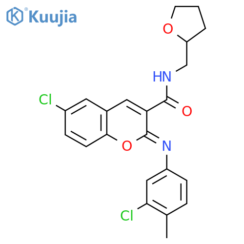 (2Z)-6-chloro-2-[(3-chloro-4-methylphenyl)imino]-N-[(oxolan-2-yl)methyl]-2H-chromene-3-carboxamide structure