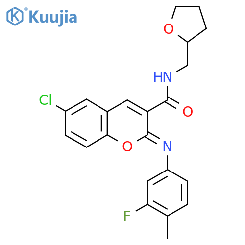 (2Z)-6-chloro-2-[(3-fluoro-4-methylphenyl)imino]-N-[(oxolan-2-yl)methyl]-2H-chromene-3-carboxamide structure