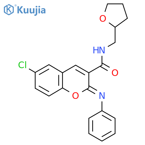 (2Z)-6-chloro-N-[(oxolan-2-yl)methyl]-2-(phenylimino)-2H-chromene-3-carboxamide structure