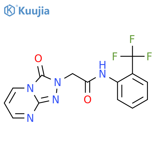 2-{3-oxo-2H,3H-[1,2,4]triazolo[4,3-a]pyrimidin-2-yl}-N-[2-(trifluoromethyl)phenyl]acetamide structure