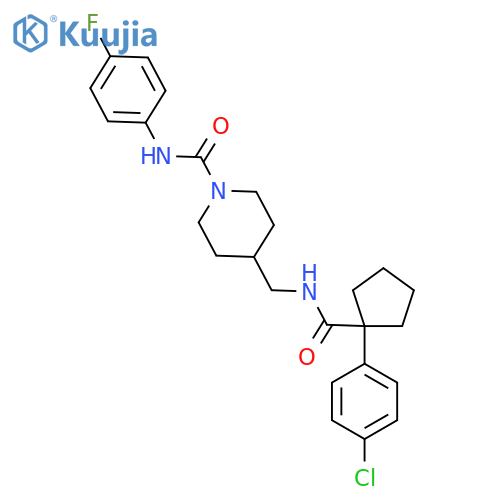 4-({1-(4-chlorophenyl)cyclopentylformamido}methyl)-N-(4-fluorophenyl)piperidine-1-carboxamide structure