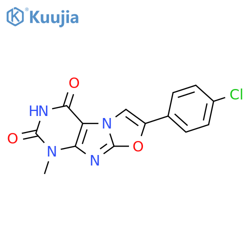 7-(4-chlorophenyl)-1-methyl-1H,2H,3H,4H-1,3oxazolo3,2-gpurine-2,4-dione structure