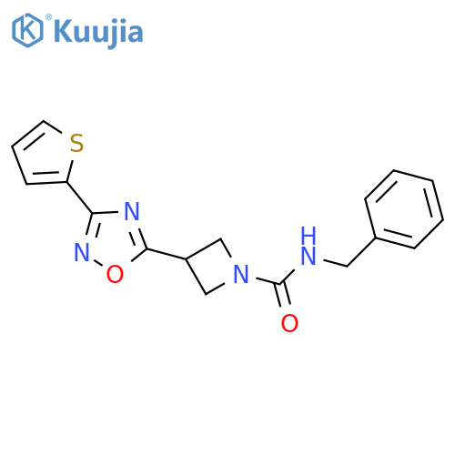 N-benzyl-3-3-(thiophen-2-yl)-1,2,4-oxadiazol-5-ylazetidine-1-carboxamide structure