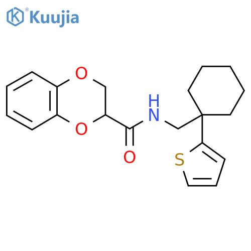 N-{1-(thiophen-2-yl)cyclohexylmethyl}-2,3-dihydro-1,4-benzodioxine-2-carboxamide structure