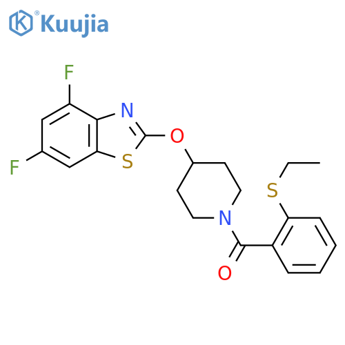 2-({1-2-(ethylsulfanyl)benzoylpiperidin-4-yl}oxy)-4,6-difluoro-1,3-benzothiazole structure
