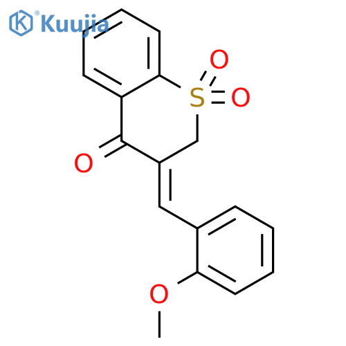 4H-1-Benzothiopyran-4-one,2,3-dihydro-3-[(2-methoxyphenyl)methylene]-, 1,1-dioxide, (Z)- (9CI) structure