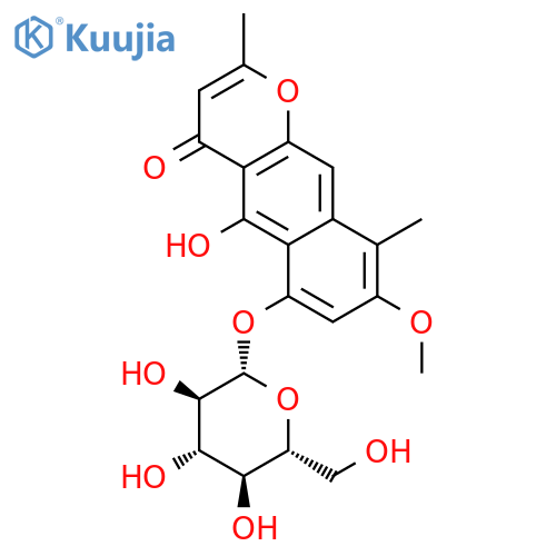 4H-Naphtho[2,3-b]pyran-4-one,6-(b-D-glucopyranosyloxy)-5-hydroxy-8-methoxy-2,9-dimethyl- structure