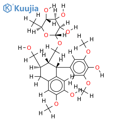 (-)-5'-methoxyisolariciresinol-9'-O-alpha-L-rhamnopyranoside structure
