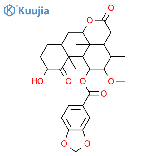 18-Norpicrasane-1,16-dione, 11-[(1,3-benzodioxol-5-ylcarbonyl)oxy]-2-hydroxy-12-methoxy-, (2α,11α,12β)- (9CI) structure