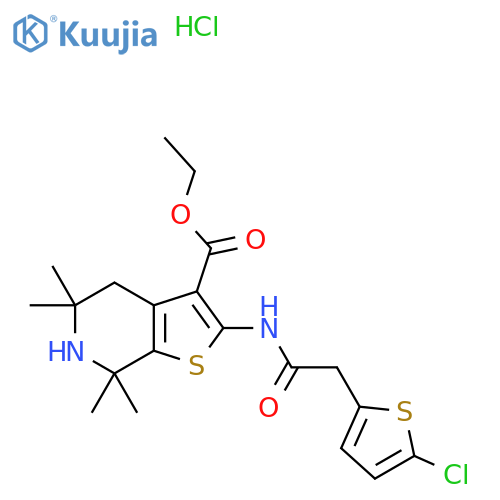 ethyl 2-2-(5-chlorothiophen-2-yl)acetamido-5,5,7,7-tetramethyl-4H,5H,6H,7H-thieno2,3-cpyridine-3-carboxylate hydrochloride structure