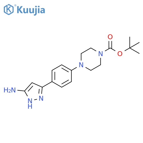 4-[4-(5-amino-1H-pyrazol-3-yl)phenyl]-1-Piperazinecarboxylic acid 1,1-dimethylethyl ester structure