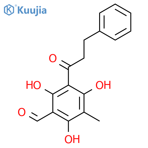2,4,6-trihydroxy-3-methyl-5-(3-phenylpropionyl)benzaldehyde structure