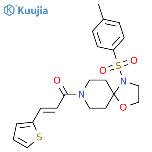 (2E)-1-4-(4-methylbenzenesulfonyl)-1-oxa-4,8-diazaspiro4.5decan-8-yl-3-(thiophen-2-yl)prop-2-en-1-one structure