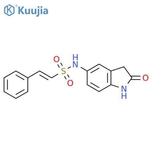 (E)-N-(2-oxo-2,3-dihydro-1H-indol-5-yl)-2-phenylethene-1-sulfonamide structure