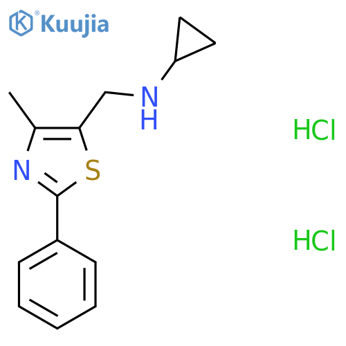 N-[(4-Methyl-2-phenyl-1,3-thiazol-5-yl)methyl]cyclopropanamine;dihydrochloride structure