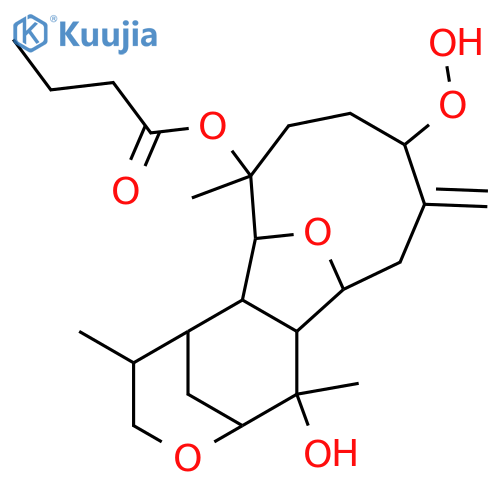 3,16:6,13-Diepoxy-8(19)-eunicellene-4,9,12-triol; (3β,4α,9β,12β,15R)-form, 9-Hydroperoxide, 12-butanoyl structure