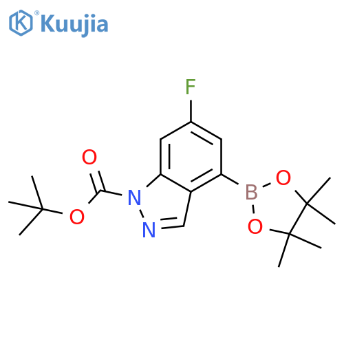 tert-butyl 6-fluoro-4-(4,4,5,5-tetramethyl-1,3,2-dioxaborolan-2-yl)indazole-1-carboxylate structure