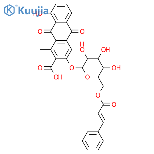 3,8-Dihydroxy-1-methylanthraquinone-2-carboxylic acid; 3-O-[6-O-E-Cinnamoyl-β-D-glucopyranoside] structure