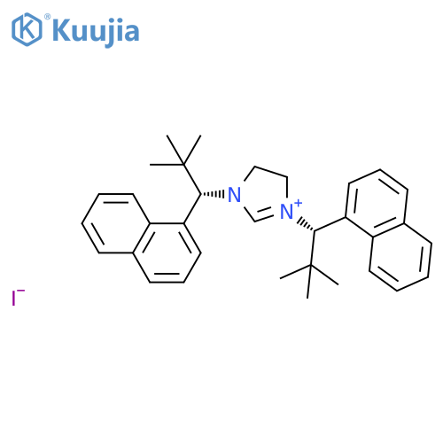 1,3-Bis[(1S)-2,2-dimethyl-1-naphthalen-1-ylpropyl]-4,5-dihydroimidazol-1-ium;iodide structure