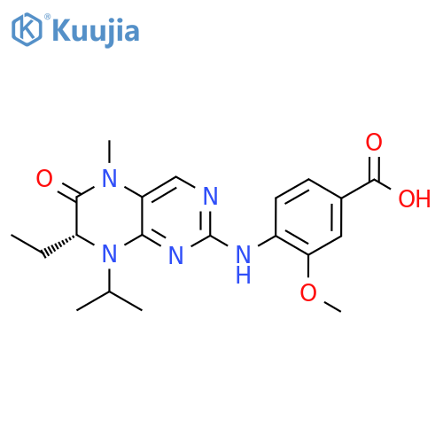 4-[[(7R)-7-Ethyl-5-methyl-6-oxo-8-propan-2-yl-7H-pteridin-2-yl]amino]-3-methoxybenzoic acid structure
