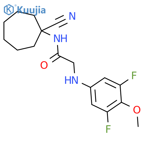 N-(1-cyanocycloheptyl)-2-[(3,5-difluoro-4-methoxyphenyl)amino]acetamide structure