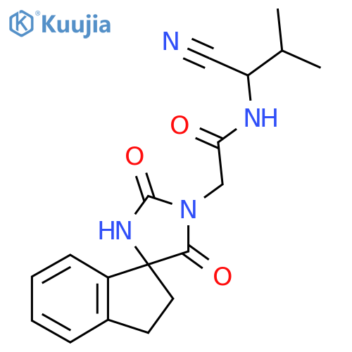 N-(1-Cyano-2-methylpropyl)-2-{2,5-dioxo-2',3'-dihydrospiro[imidazolidine-4,1'-inden]-1-YL}acetamide structure