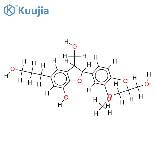 (7R,8S)-3',9,9'-trihydroxyl-3-methoxyl-4-O-glycerol-7,8-dihydrobenzofuran-1'-propanolneolignan structure