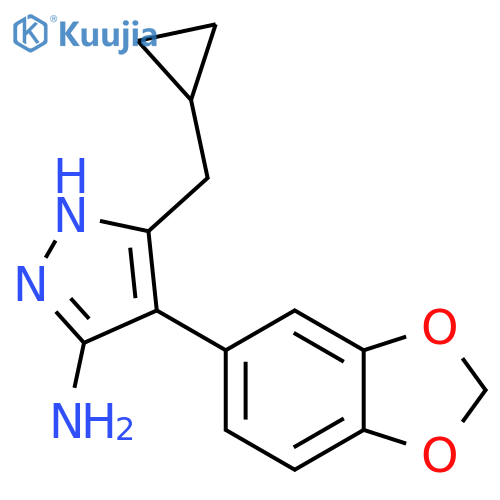 4-(1,3-dioxaindan-5-yl)-3-(cyclopropylmethyl)-1H-pyrazol-5-amine structure