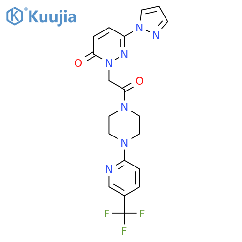 2-(2-oxo-2-{4-5-(trifluoromethyl)pyridin-2-ylpiperazin-1-yl}ethyl)-6-(1H-pyrazol-1-yl)-2,3-dihydropyridazin-3-one structure