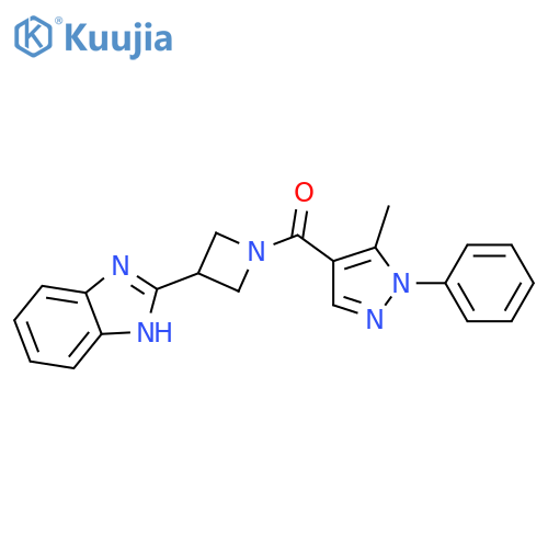 2-[1-(5-methyl-1-phenyl-1H-pyrazole-4-carbonyl)azetidin-3-yl]-1H-1,3-benzodiazole structure