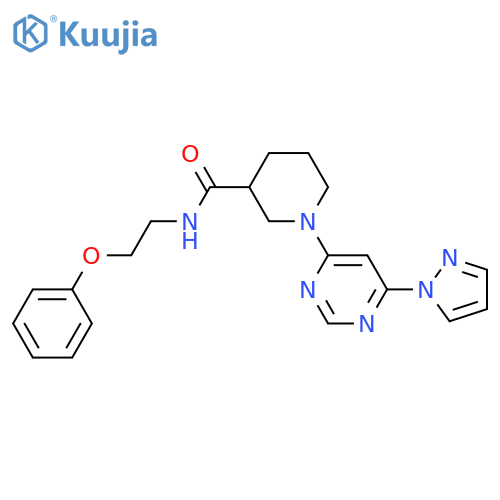 N-(2-phenoxyethyl)-1-[6-(1H-pyrazol-1-yl)pyrimidin-4-yl]piperidine-3-carboxamide structure