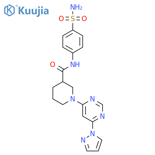 1-6-(1H-pyrazol-1-yl)pyrimidin-4-yl-N-(4-sulfamoylphenyl)piperidine-3-carboxamide structure