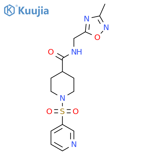 N-[(3-methyl-1,2,4-oxadiazol-5-yl)methyl]-1-(pyridine-3-sulfonyl)piperidine-4-carboxamide structure